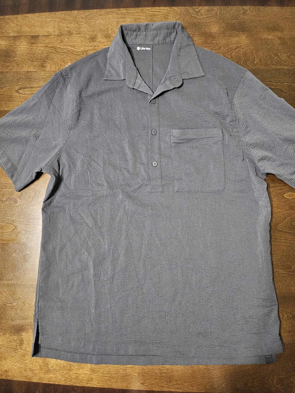 Gray Short-Sleeve Textured Polo Shirt